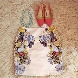 NWT H&M Cream Mini Skirt with Floral Detail
